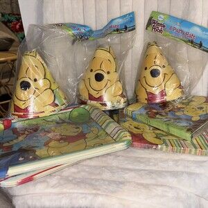 Vintage Hallmark Disney Winnie the Pooh Birthday Party Supplies Lot Plates Napki
